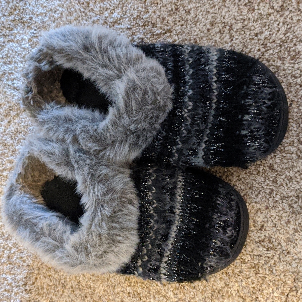 Dearfoams Knit Fuzzy Clog Slippers